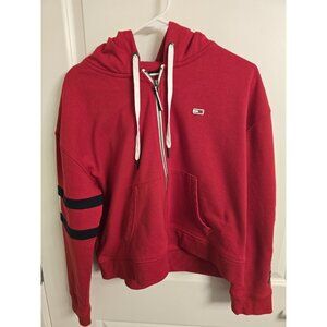 Tommy Jeans Women’s Hooded Jacket XL Red Lightweight Full Zip – Great Condition